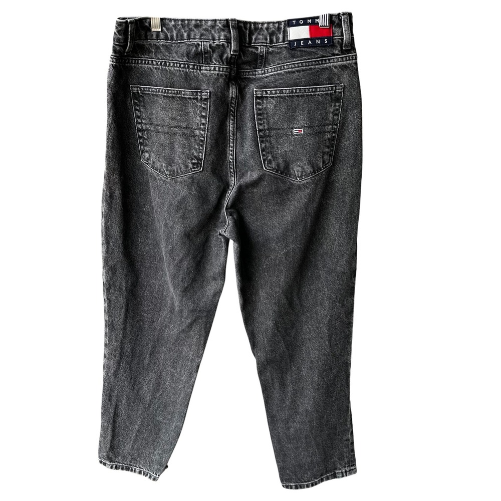 Tommy Hilfiger Jeans pants High Rise Mom Washed Black Denim Straight Leg Size 12